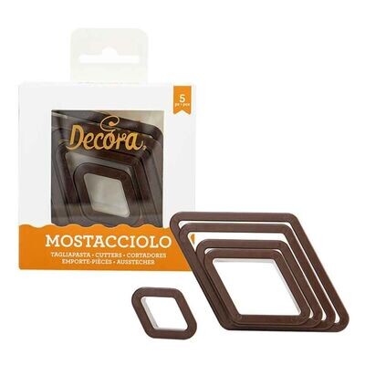 Decora Set 5 Cutters Tagliapasta Formine in Plastica Forma Mostacciolo