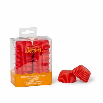 Decora Pirottini Bon Bon Rossi in Carta per Cottura Mini Muffin Diametro Set 200 Pz Ø 3,2 X h 2,2 cm
