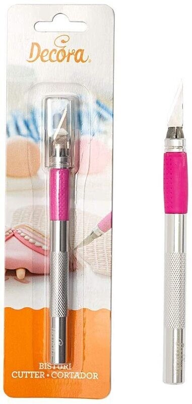 Decora Bisturi Cutter di Precisione, Acciaio/Fucsia, 16 cm (Lunghezza Lama 3 cm)