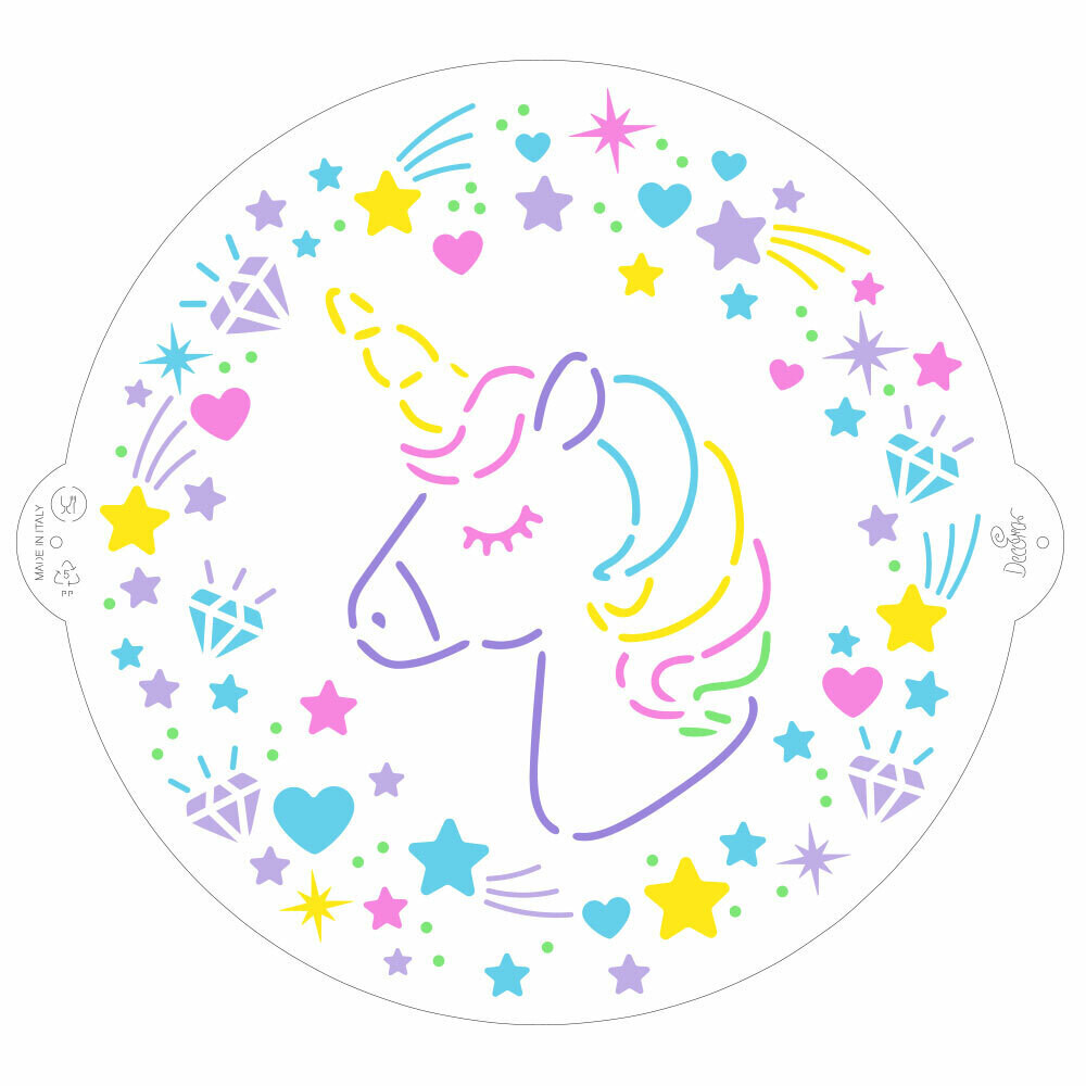 Decora Stencil per Torte Unicorno Diametro 25 cm