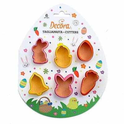 Decora Set 6 Mini Cutters Tagliapasta in Plastica con Soggetti Pasquali