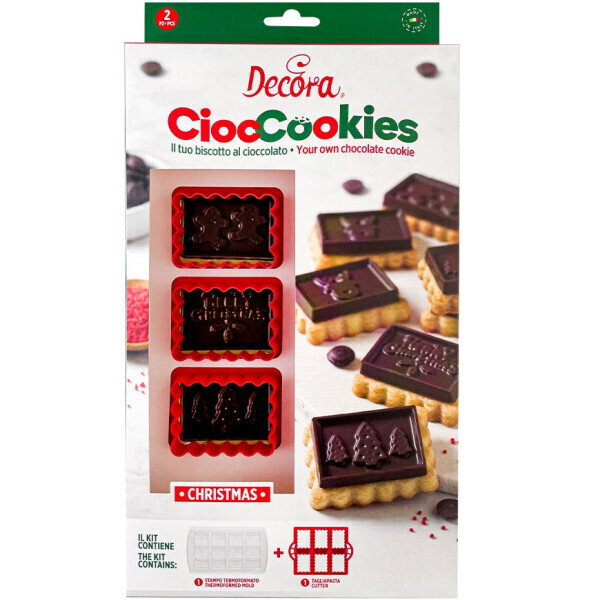 Decora Tagliapasta di Natale Set CiocCookies in Plastica e Stampo per il Cioccolato