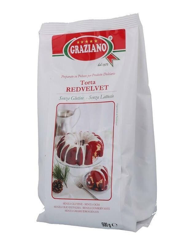 Graziano Preparato per Torta Red Velvet Senza Glutine e Lattosio 500 Gr