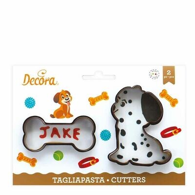 Decora Set 2 Cutters Tagliapasta in Plastica Animali Cagnolino e Osso Decora