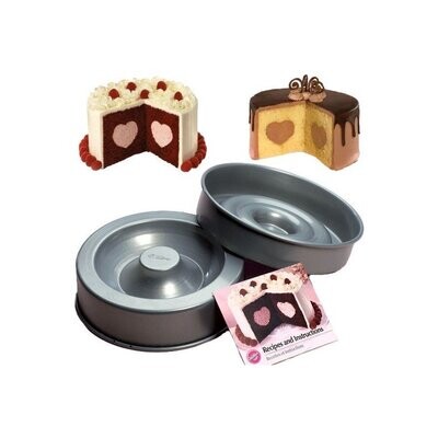 Wilton Set 2 Teglie Riempi Torta in Metallo per Torte con Inserto a Cuore Diametro ø 21x h 7 cm