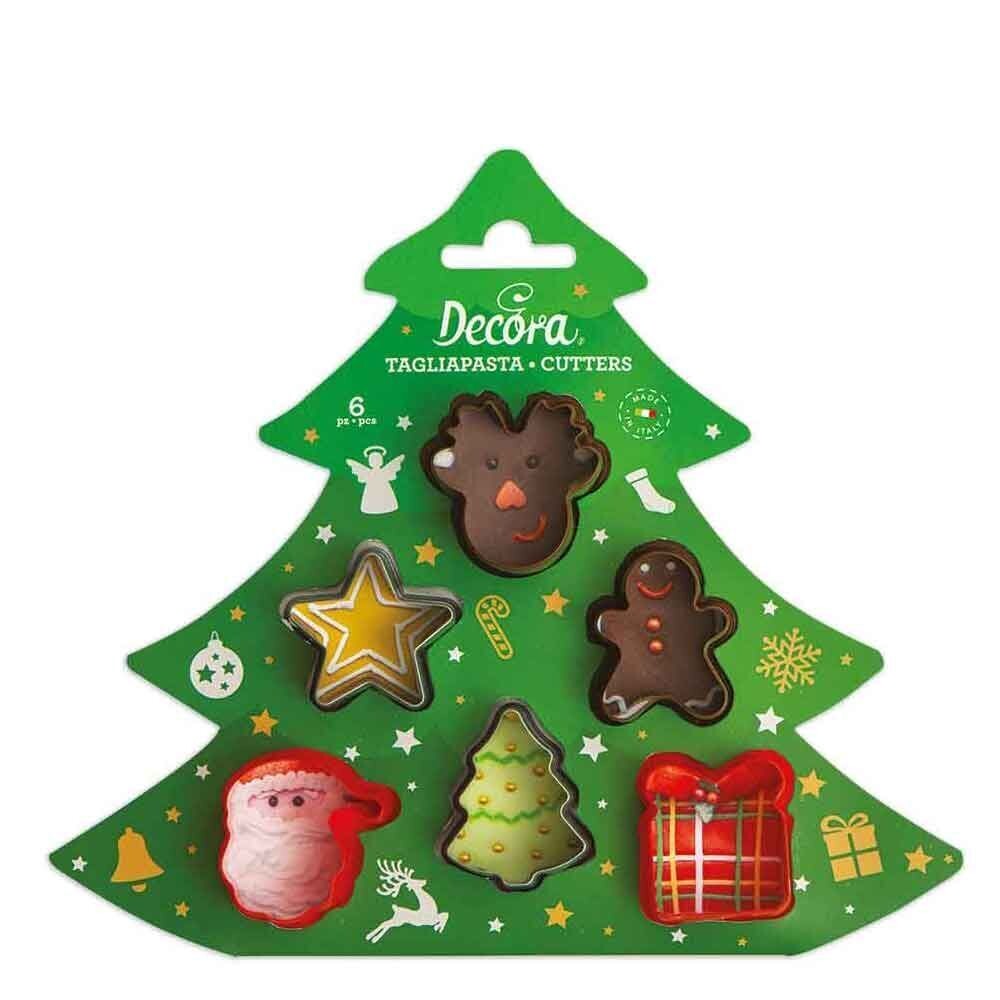 Decora Set 6 Mini Cutters Tagliapasta In Plastica Personaggi Natalizi
