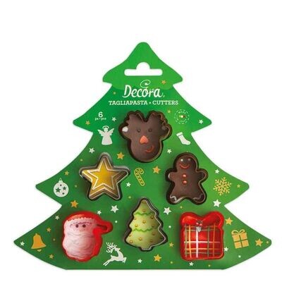 Decora Set 6 Mini Cutters Tagliapasta In Plastica Personaggi Natalizi