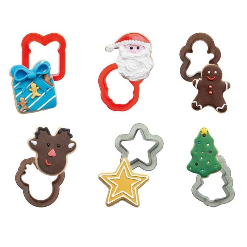 Decora Set 6 Mini Cutters Tagliapasta In Plastica Personaggi Natalizi