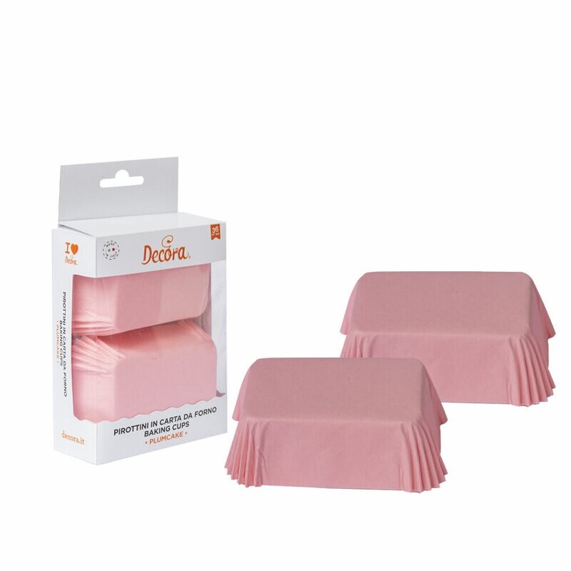Decora Pirottini Mini Plumcake Rosa Rettangolari 36 pezzi