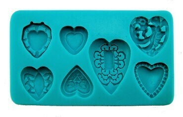 Graziano Stampo Silicone 7 Cuori Rettangolari Dimensioni 0,5 a 3,5 cm e 7,5 cm