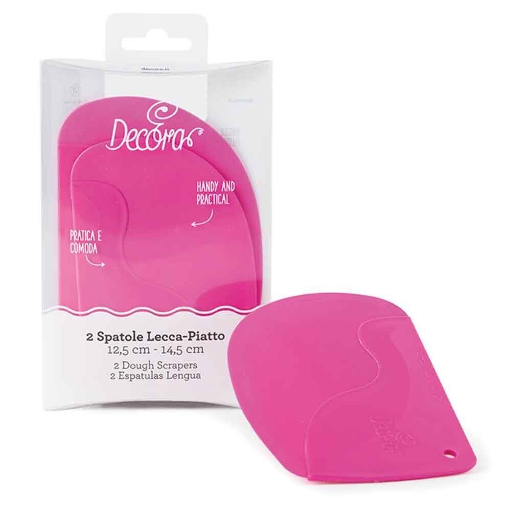 Decora Set 2 Spatole Lecca Piatto in Plastica Fucsia 12,5 e 14,5 cm