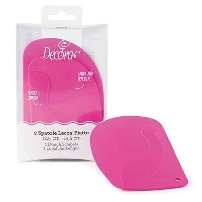 Decora Set 2 Spatole Lecca Piatto in Plastica Fucsia 12,5 e 14,5 cm