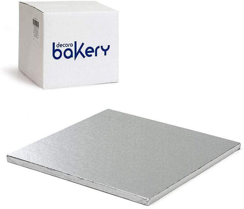 Decora Sottotorta Rigido Quadrato Argento linea Bakery 40 x 40 x h 1,2 cm