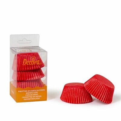 Decora 75 Pirottini Rossi in Carta Forno per Muffin Diametro Ø 5 x h 3,2 cm