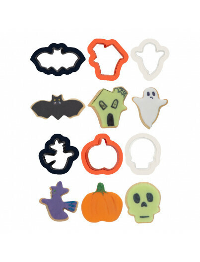 Decora Tagliapasta Mini Halloween Set 6 Pz Teschio Strega Fantasma Zucca Casetta Pipistrello