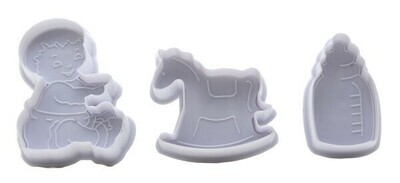 Graziano Tagliapasta ad Espulsione Infanzia Biberon Neonato e Cavallo a dondolo 3 Pezzi Dimensioni 5 x 3 - 5 x 4 - 7 x 4,5 cm