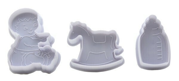Graziano Tagliapasta ad Espulsione Infanzia Biberon Neonato e Cavallo a dondolo 3 Pezzi Dimensioni 5 x 3 - 5 x 4 - 7 x 4,5 cm