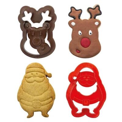 Decora Set 2 Cutters Tagliapasta in Plastica Babbo Natale e Renna Decora
