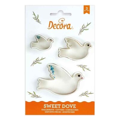 Decora Set 3 Cutters Tagliapasta in Plastica forma Colomba Pasquale  6,5 - 7,5 - 9 x h 2,2 cm