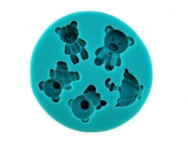 Graziano Stampo Silicone Orsacchiotto, Orsetto con Cuore &quot;LOVE&quot;, Orsetto Scolaro, Orsetto Bimbo, Orsetto Circense, Ombrello con Cuoricini, Diametro 9 cm