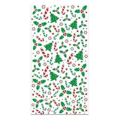 Decora 20 Sacchetti Holly &amp; Trees Plastica, Verde e Rosso Dimensioni 12,5 x 3 x 24 cm