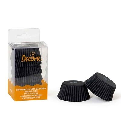 Decora 75 Pirottini Neri in Carta Forno per Muffin Diametro Ø 5 X h 3,2 cm