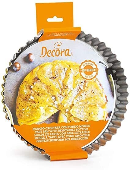 Decora Stampo Tondo per Crostata Fondo Mobile Antiaderente Diametro ø 25 x 3,5 h cm