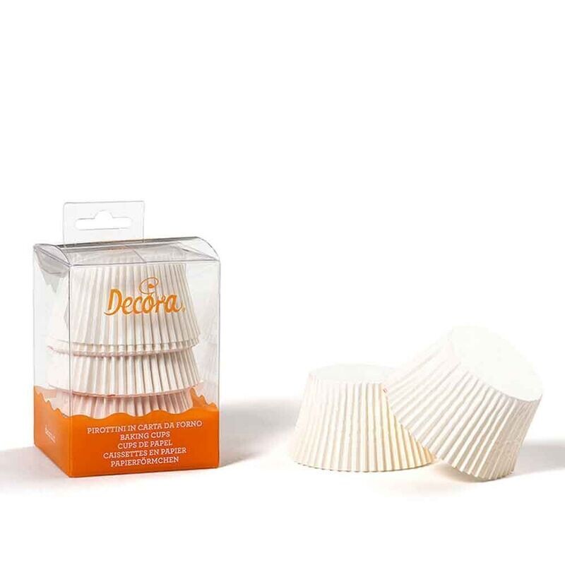 Decora 60 Pirottini Jumbo Bianchi in Carta per Muffin Diametro Ø 5,5 x h 4,5 cm