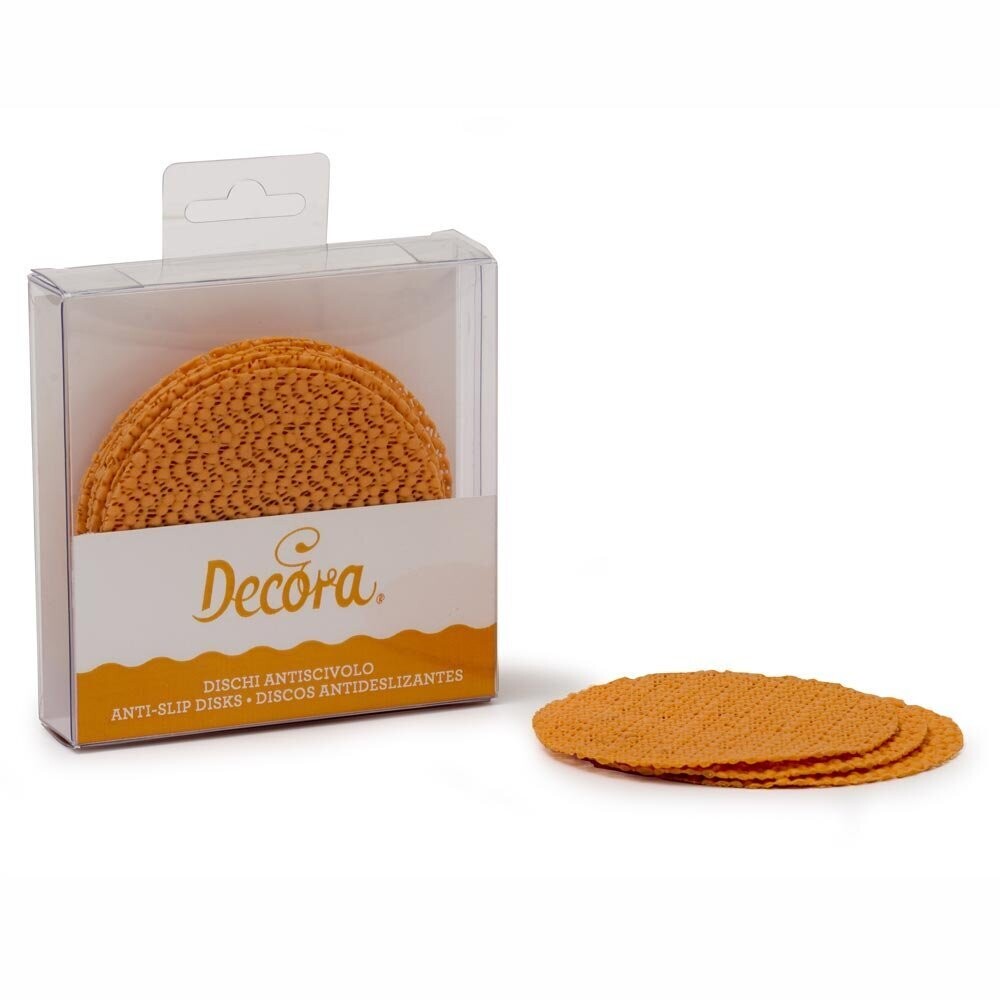 Decora Confezione Dischi Antiscivolo in Plastica Arancio 10 pezzi Diametro 9 cm