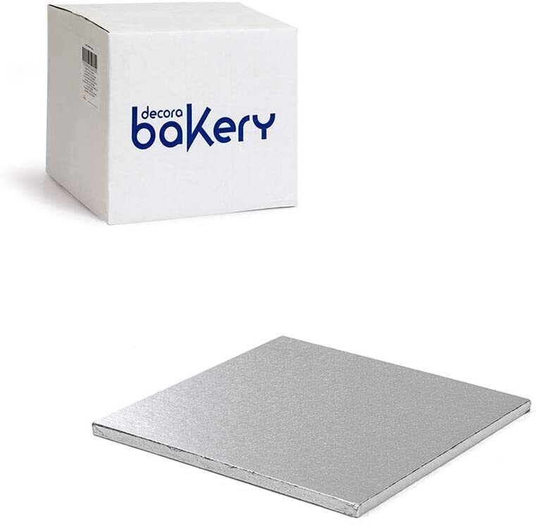 Decora Sottotorta Rigido Quadrato Argento linea Bakery 20 x 20 x h 1,2 cm