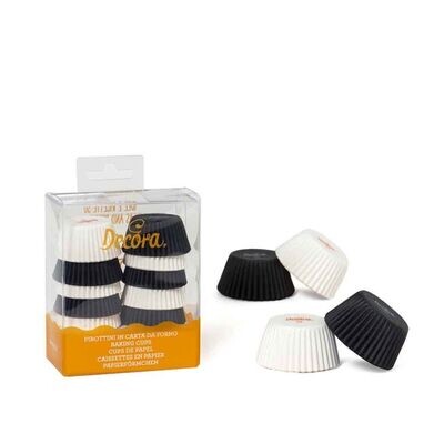 Decora Pirottini in carta da Forno di Colore Bianco e Neri 200 pezzi Ø 32 x h 22 mm