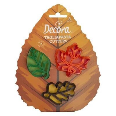 Decora Set 3 Cutters TagliapastaA in Plastica Foglie Autunnali Colorate