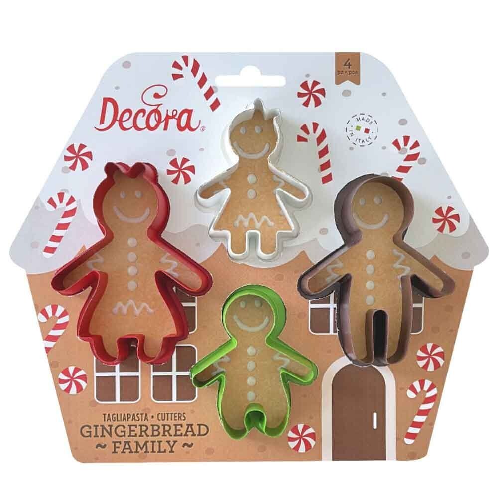 DECORA SET 4 CUTTERS TAGLIAPASTA IN PLASTICA FAMIGLIA DI OMINI DI PAN DI ZENZERO