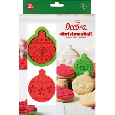 Decora Set Palline Natalizie Decorate 3D: 1 Tagliapasta In Plastica e 2 Imprimi Decori
