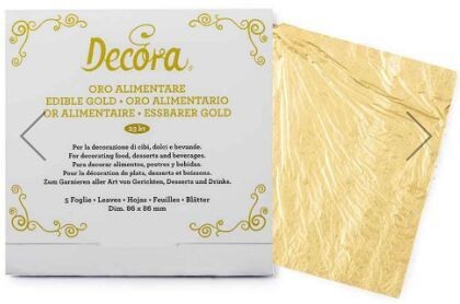 Decora Fogli Alimentari Oro 23 Kt  3 gr  86 x 86 mm