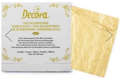 Decora Fogli Alimentari Oro 23 Kt  3 gr  86 x 86 mm