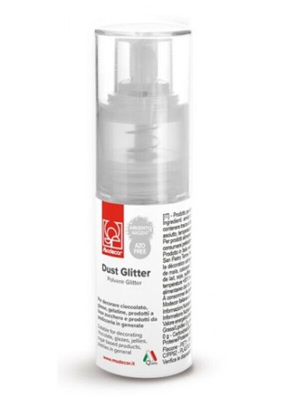 Modecor Glitter Alimentare Spray in Polvere  Argento
