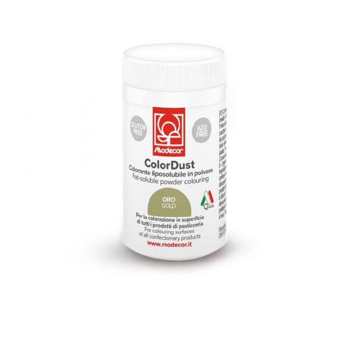 Modecor  Colorante in Polvere liposolubile per Alimenti Oro 3 g Gluten Free Azo &lt;free