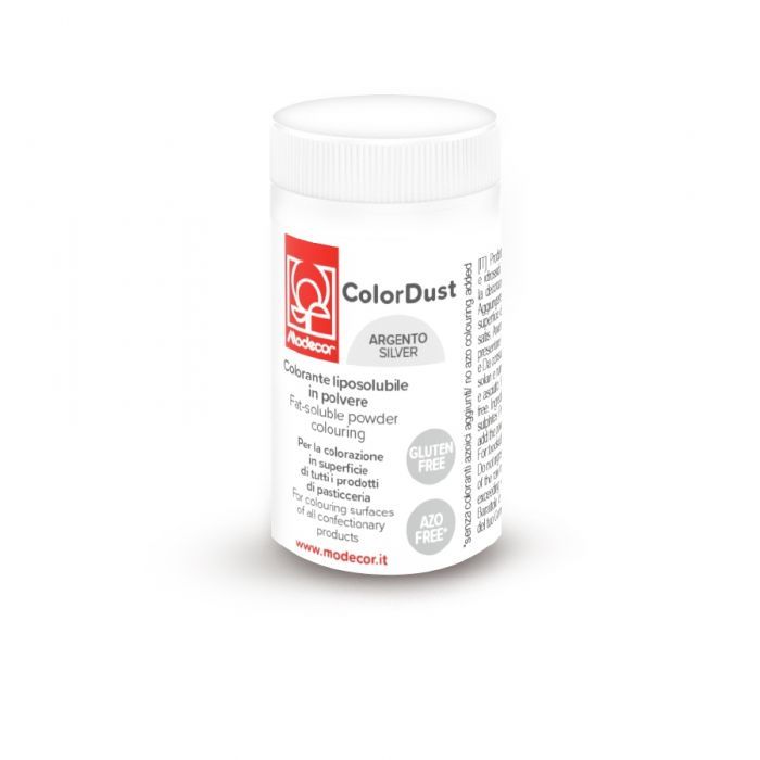 Modecor  Colorante in Polvere liposolubile per Alimenti Argento 3 g Gluten Free Azo &lt;free