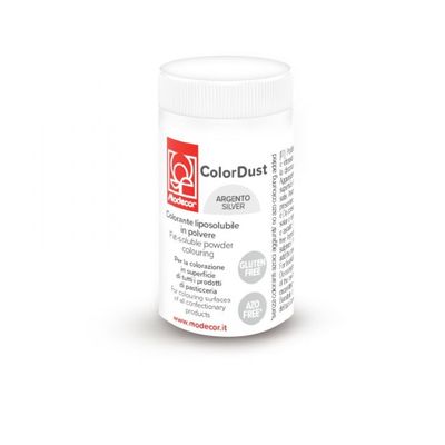 Modecor  Colorante in Polvere liposolubile per Alimenti Argento 3 g Gluten Free Azo &lt;free