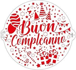 Decora Stencil per Torte Buon Compleanno Diametro 25 cm