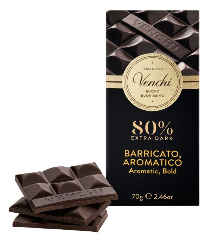 Venchi Tavoletta Cioccolato Fondente 80% - Barricato Aromatico - 70 g