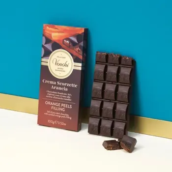 Venchi Tavoletta al Cioccolato Fondente 56% Ripieno con Crema alle Scorze di Arancia Candita 100 Gr gluteen free