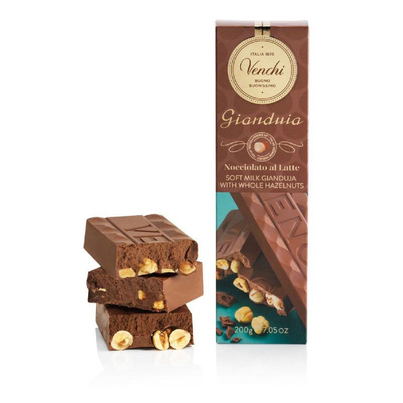 Venchi Stecca di Gianduia a Latte con Nocciole Piemonte IGP 200 gr Gluten Free