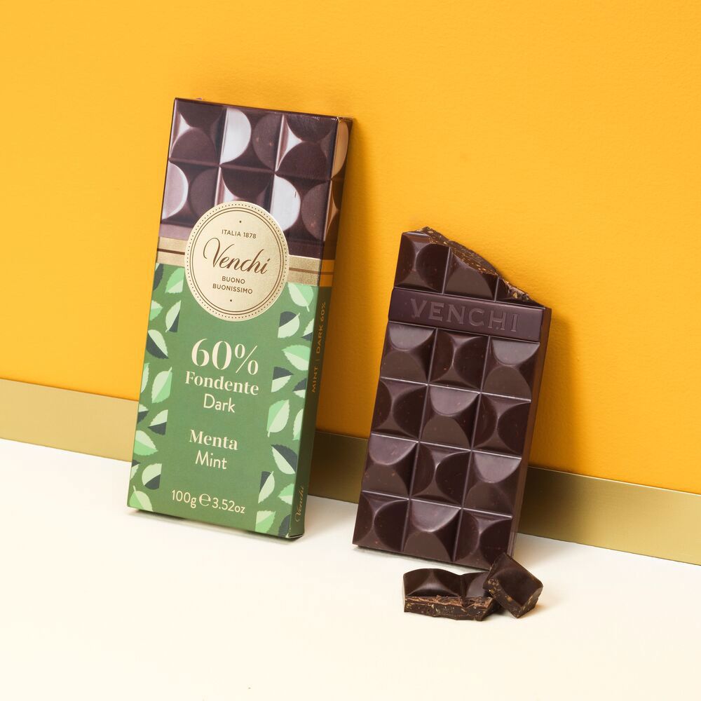Venchi Tavoletta Cioccolato Fondente e Menta 60% Gluten Free 100 Gr