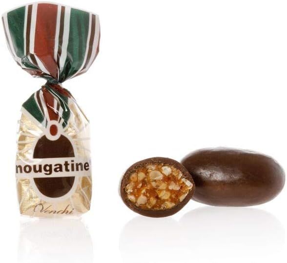 Venchi  Nougatine, Cioccolatini con Granella di Nocciola Caramellata ricoperta di Cioccolato Fondente 1 Kg, con &quot;Nocciola Piemonte IGP&quot;, Senza Glutine, Senza Coloranti e Senza Conservanti