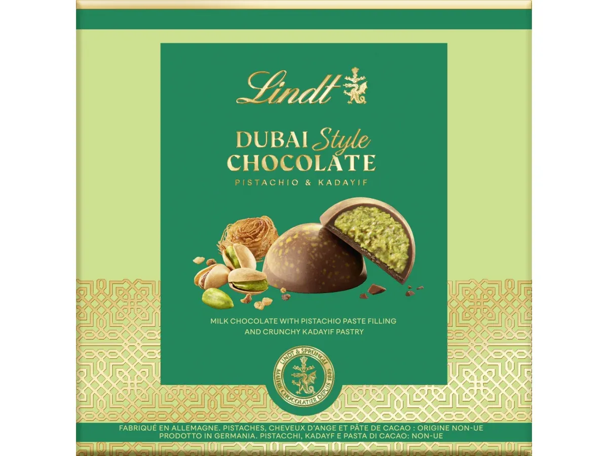 Lindt Praline a Latte con Ripieno ai Pistacchi e Pasta Kadayf Dubai Style Chocolate  90g