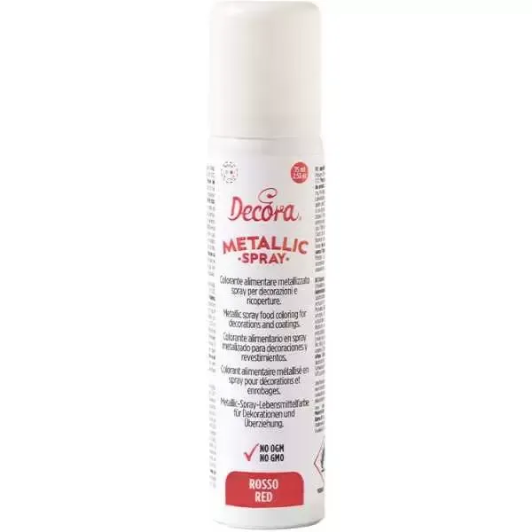 Decora Colorante Spray Color Rosso Metallizzato per Alimenti 75 ml Decora Colorante Spray Color Rosso Metallizzato per Alimenti 75 ml
