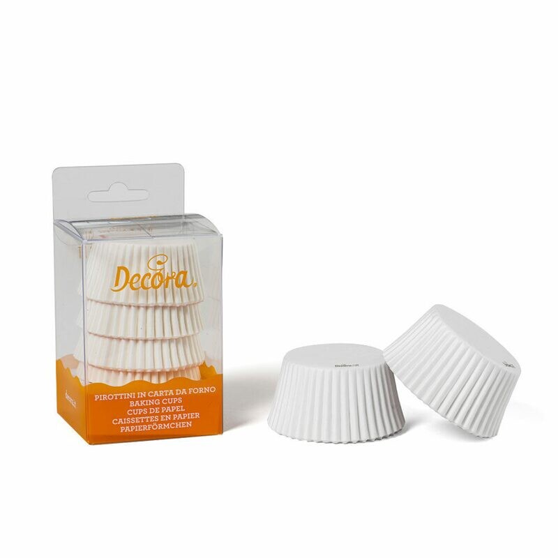 Decora 75 Pirottini in Carta Bianchi per Cottura Muffin Diametro ø 5 x h 3,2 cm