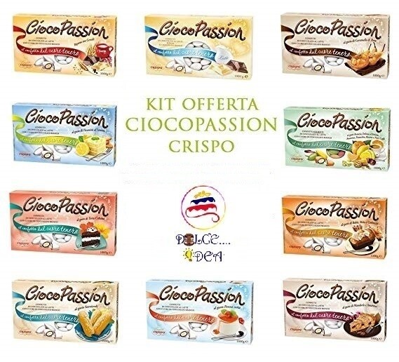 Crispo Confettata Ciocopassion 9 Pacchi a Scelta per il tuo Evento senza Glutin! In OMAGGIO Palettina e 40 Conetti + Confezione di Piatti, Bicchieri e Tovaglioli "Oggi Sposi"
